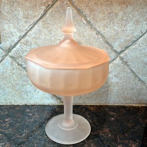 Vintage Pink glass covered bowl.
